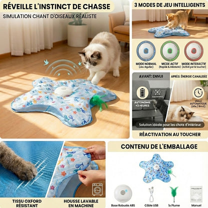 Jouet Chat Interactif Cache-Cache et Tapis Électrique de Chasse