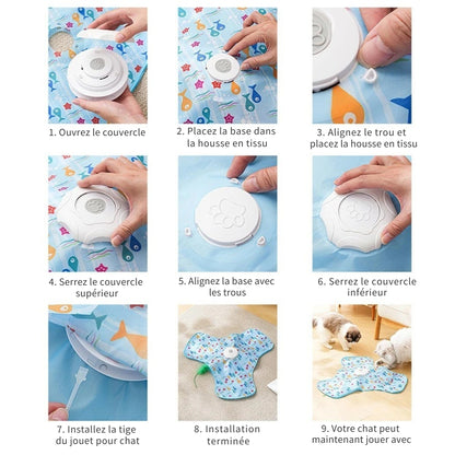 Jouet Chat Interactif Cache-Cache et Tapis Électrique de Chasse